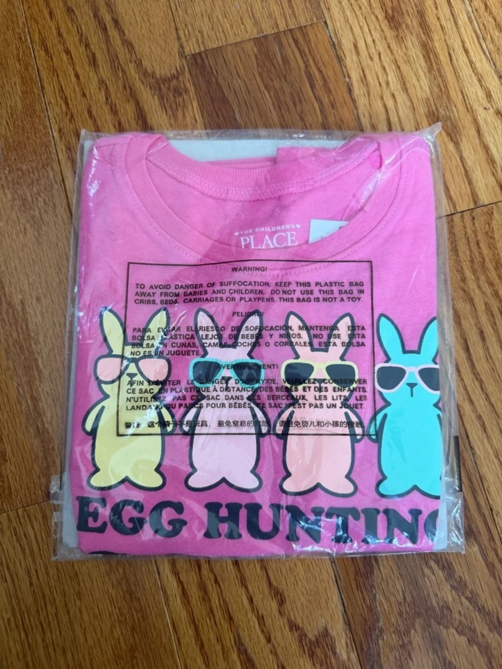 NWT Children's Place Girls 4T Pink Easter Egg Hunting Squad Short Sleeve Shirt